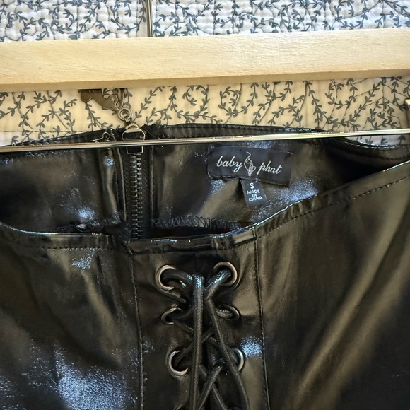 Baby Phat Shiny Black Lace-Up Pants - Picture 4 of 5